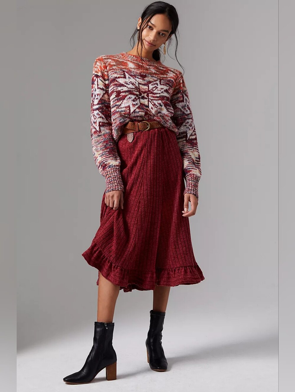 Anthropologie Pauline Midi Sweater Skirt